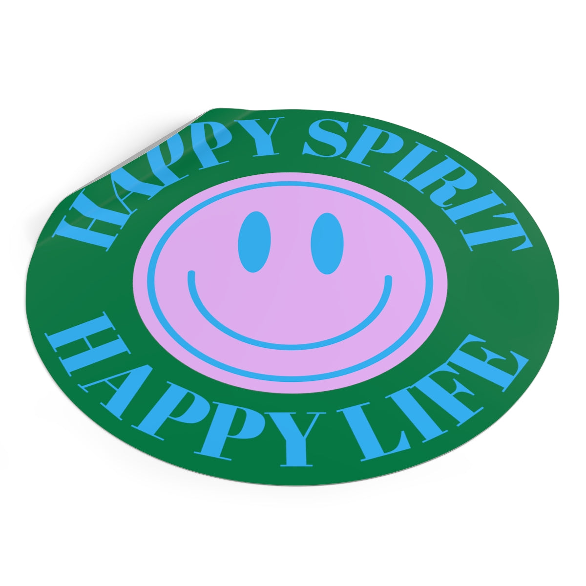 Happy Spirit Happy Life Round Vinyl Stickers, UV Smiley Stickers, Smile Sticker, Tumblr Retro Smile, VSCO Girl, Computer, Skateboard