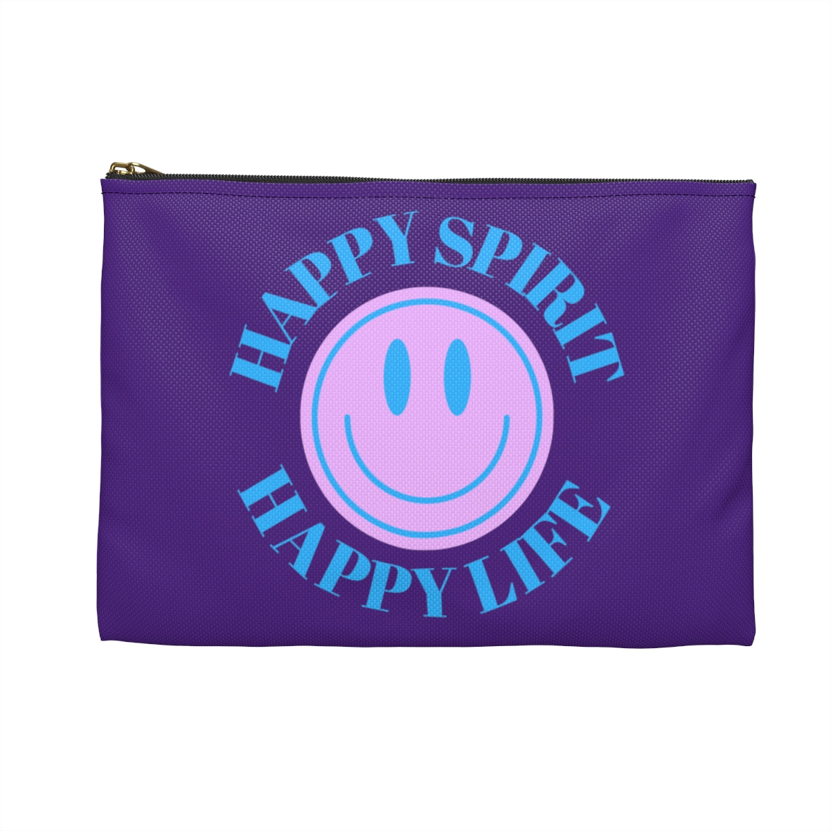 Happy Spirit Happy Life Accessory Pouch, Y2K Pouch, Vsco Girl Make Up Bag, Tumblr Smile Bag, Purple Case, Pencil Case, Travel Case,