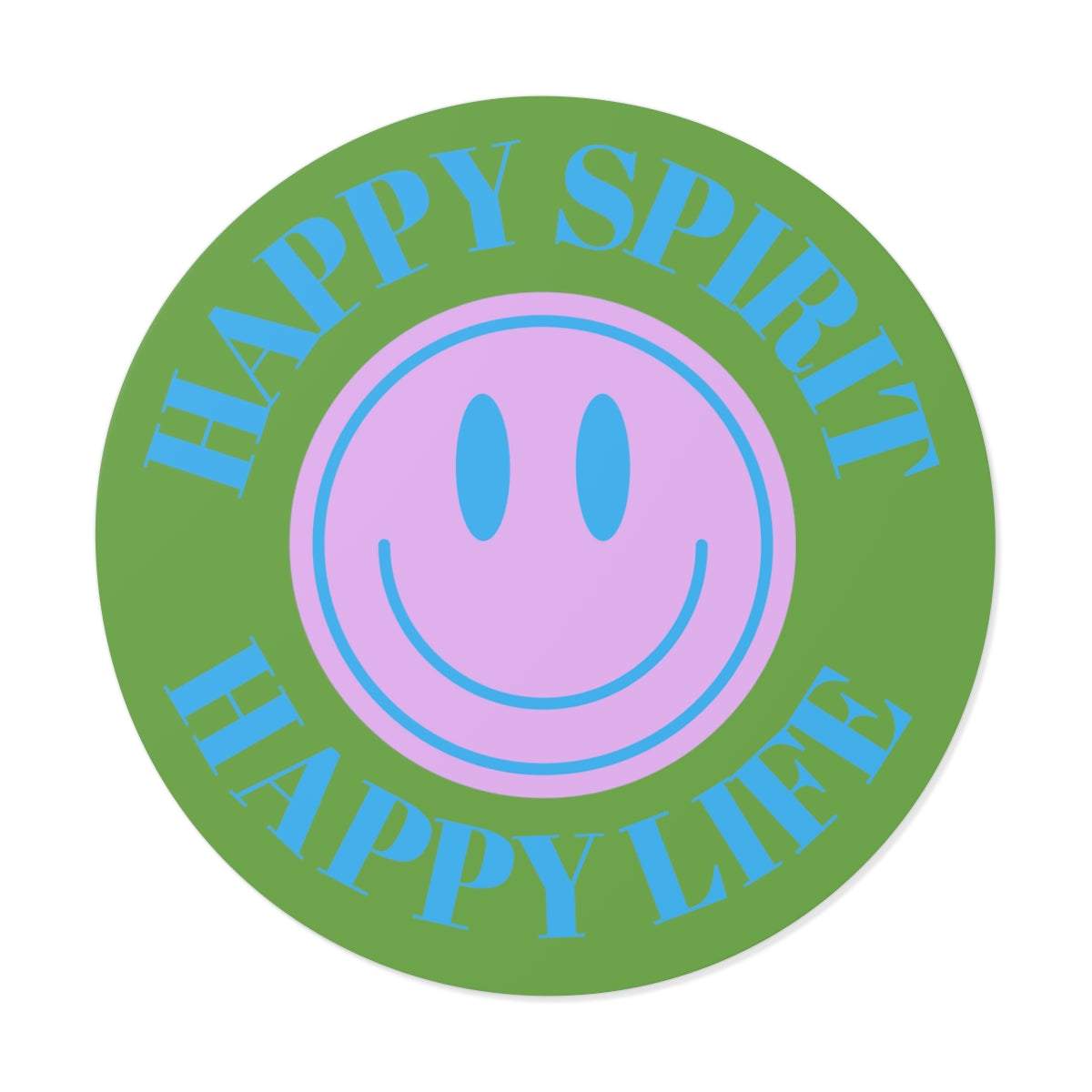 Happy Spirit Happy Life Round Vinyl Stickers, UV Smiley Stickers, Smile Sticker, Tumblr Retro Smile, VSCO Girl, Computer, Skateboard