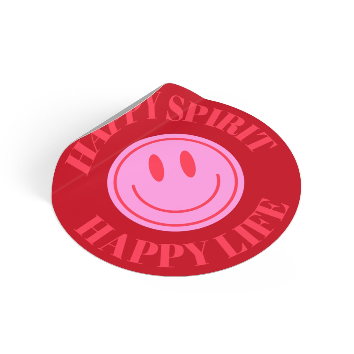 Happy Spirit Happy Life Round Vinyl Stickers, UV Smiley Stickers, Smile Sticker, Tumblr Retro Smile, VSCO Girl, Computer, Skateboard