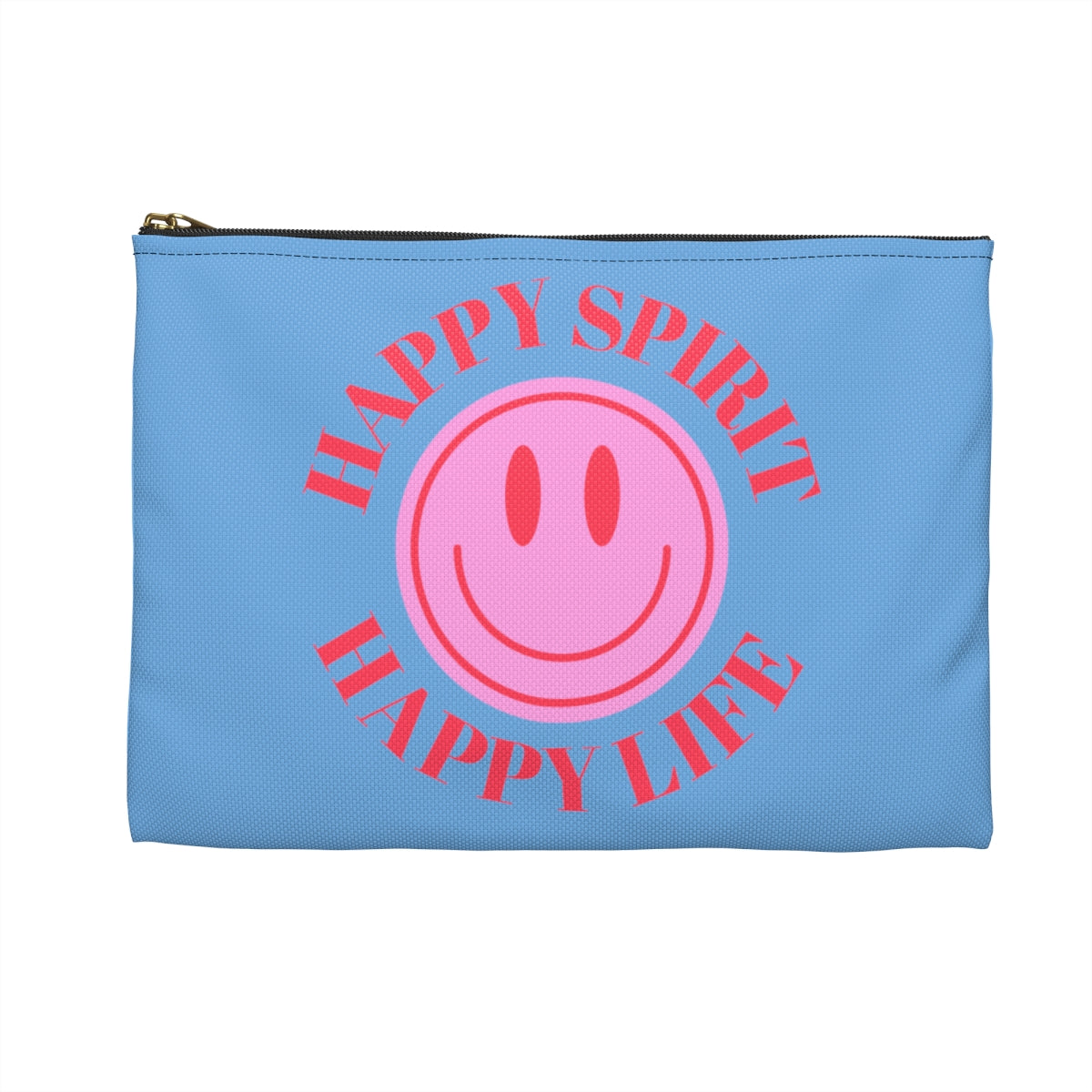 Happy Spirit Happy Life Accessory Pouch, Y2K Pouch, Vsco Girl Make Up Bag, Tumblr Smile Bag, Purple Case, Pencil Case, Travel Case,