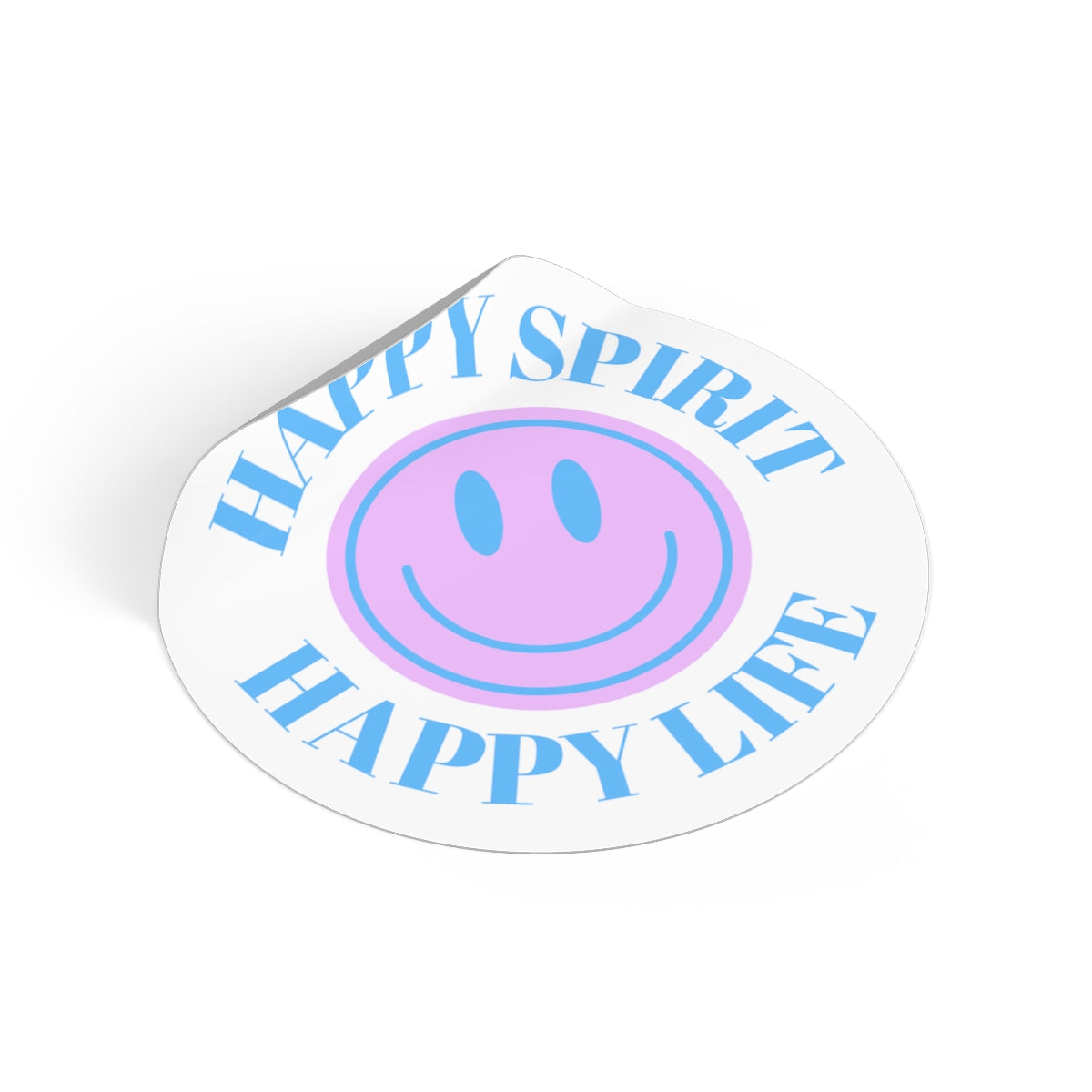 Happy Spirit Happy Life Round Vinyl Stickers, UV Smiley Stickers, Smile Sticker, Tumblr Retro Smile, VSCO Girl, Computer, Skateboard, Bumper