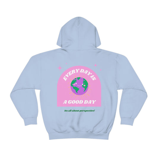 Retro Every Day is a Good Day, Its All About Perspective Earth Pink Purple Back Graphic Hoodie, VSCO Girl Oversized Trendy Tumblr Sweatshirt