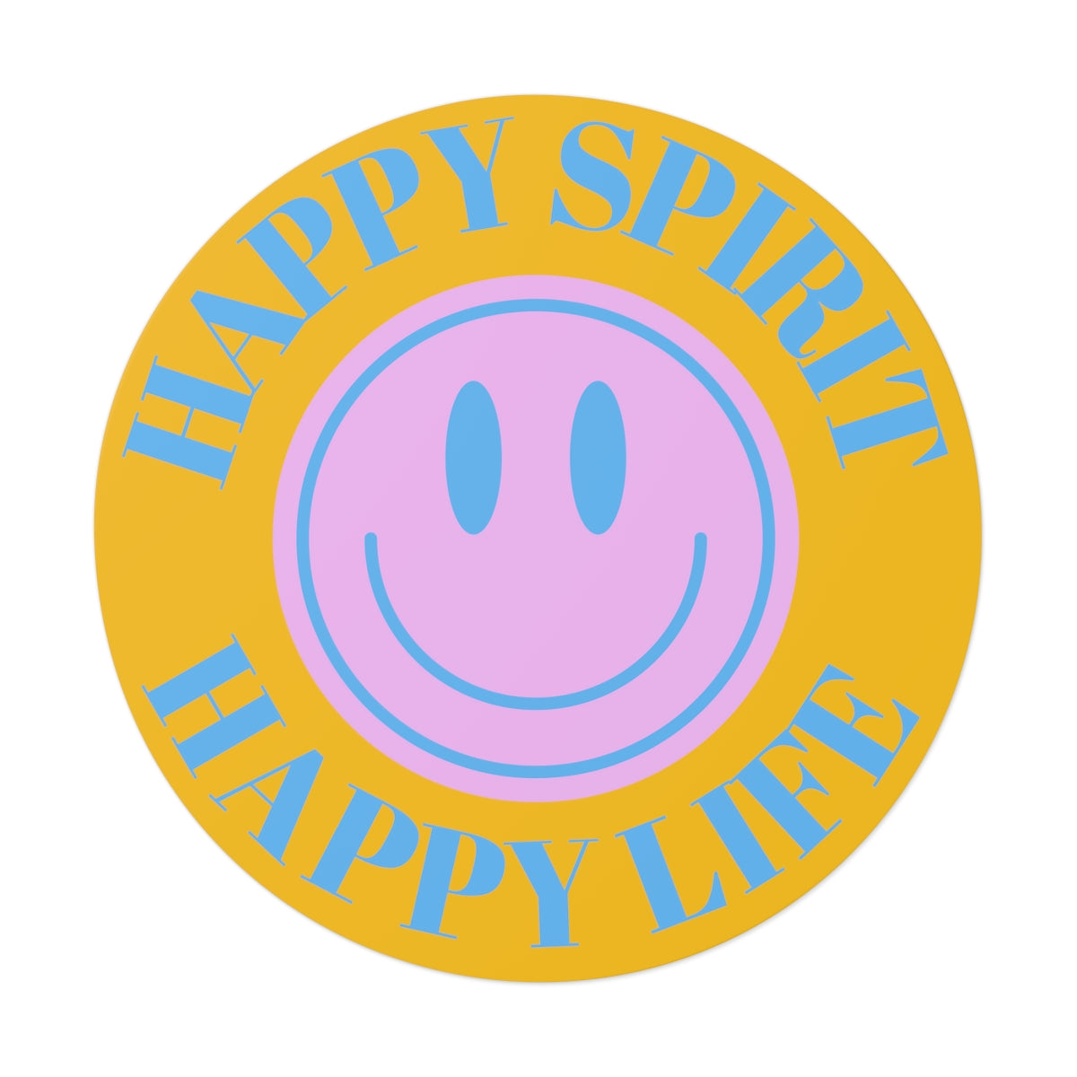 Happy Spirit Happy Life Round Vinyl Stickers, UV Smiley Stickers, Smile Sticker, Tumblr Retro Smile, VSCO Girl, Computer, Skateboard