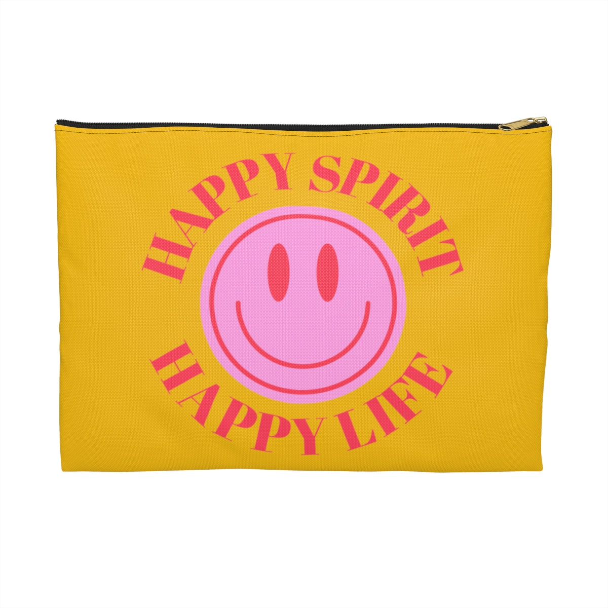 Happy Spirit Happy Life Accessory Pouch, Y2K Pouch, Vsco Girl Make Up Bag, Tumblr Smile Bag, Purple Case, Pencil Case, Travel Case,