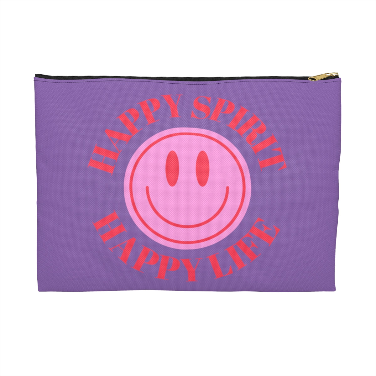 Happy Spirit Happy Life Accessory Pouch, Y2K Pouch, Vsco Girl Make Up Bag, Tumblr Smile Bag, Purple Case, Pencil Case, Travel Case,