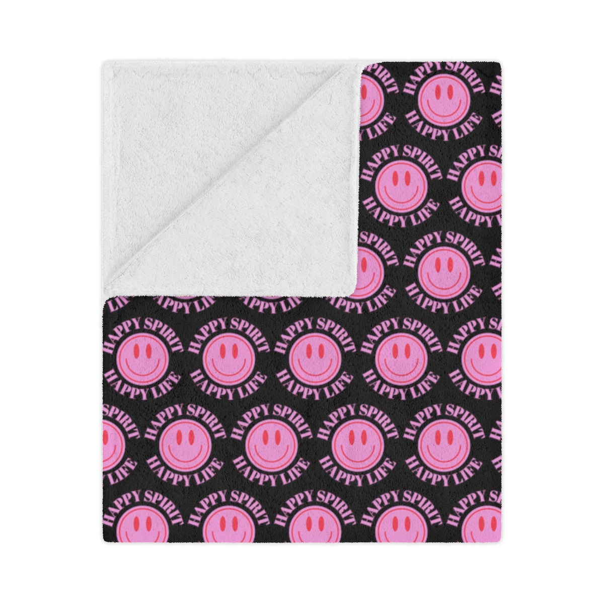 Adult Pink Smile Minky Blanket, Happy Spirit Happy Life Happy Mind Blanket, Aesthetic Blanket, Adult Fleece Smile Pink Y2k Throw