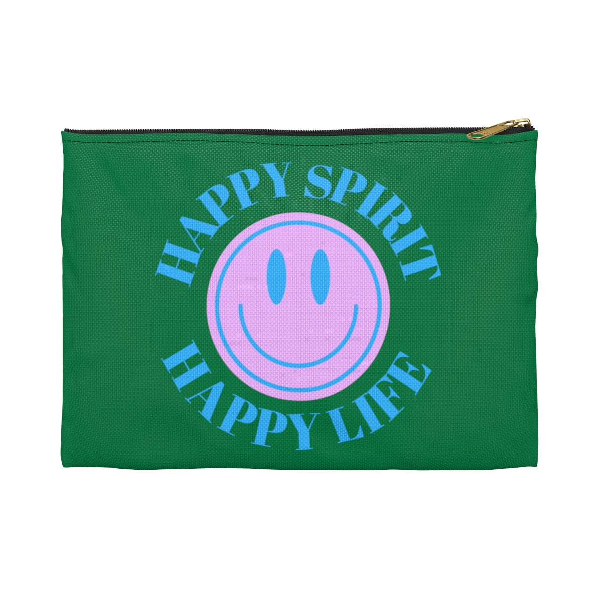 Happy Spirit Happy Life Accessory Pouch, Y2K Pouch, Vsco Girl Make Up Bag, Tumblr Smile Bag, Purple Case, Pencil Case, Travel Case,