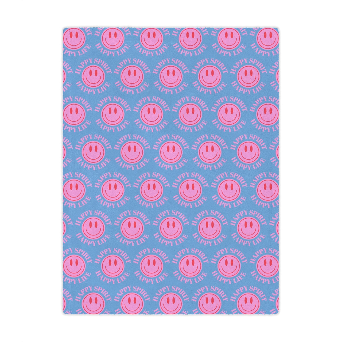 Adult Pink Smile Minky Blanket, Happy Spirit Happy Life Happy Mind Blanket, Aesthetic Blanket, Adult Fleece Smile Pink Y2k Throw