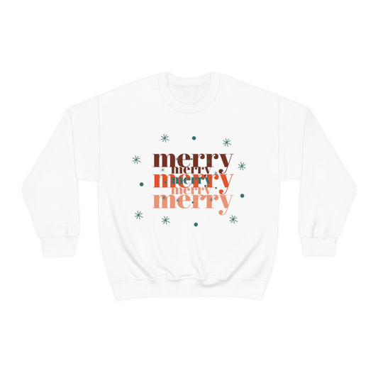 Merry Merry Merry, Christmas, Holiday Sweatshirt, Minimalist Sweatshirt, Oversized VSCO Girl, Tumblr, Unisex Heavy Blend Crewneck