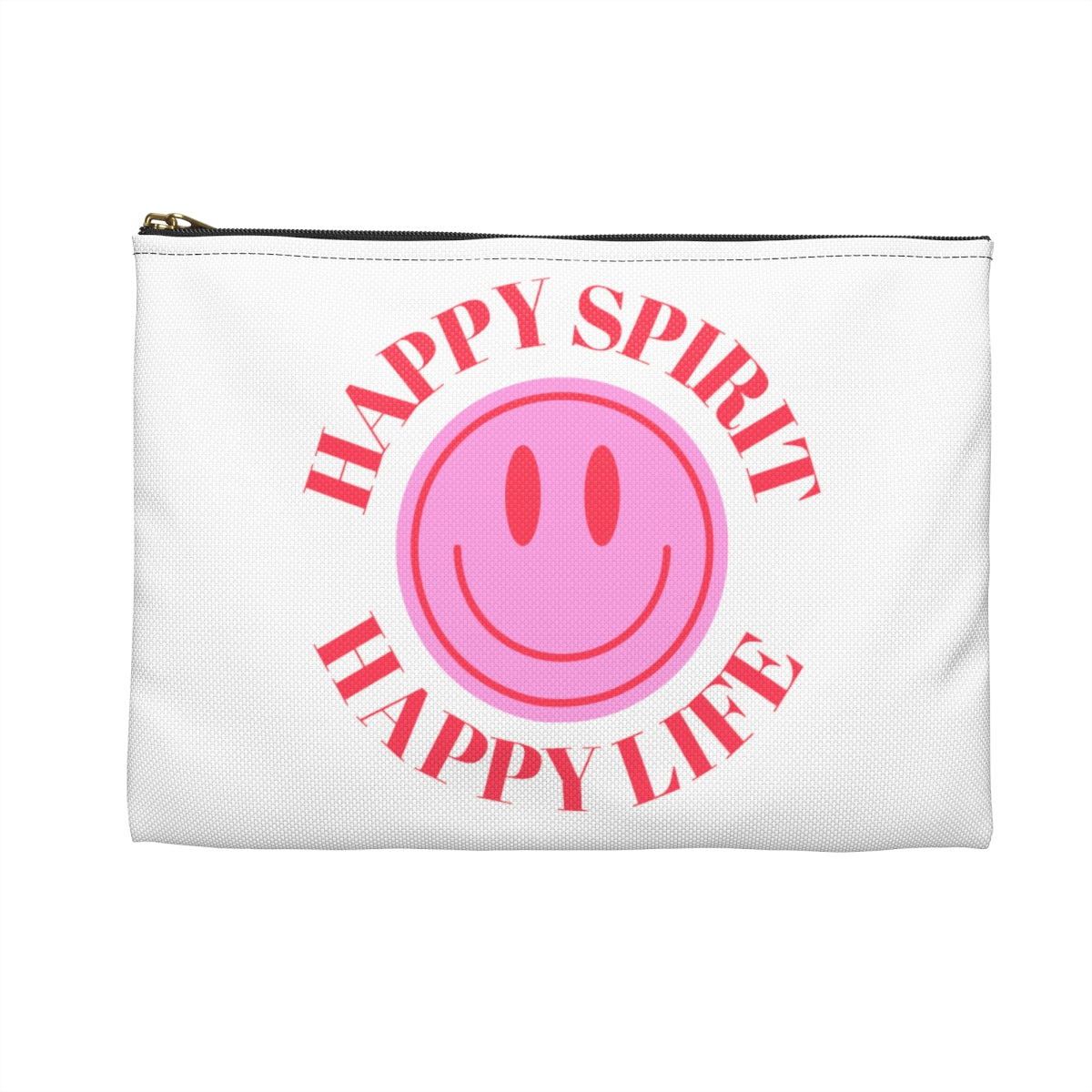 Happy Spirit Happy Life Accessory Pouch, Y2K Pouch, Vsco Girl Make Up Bag, Tumblr Smile Bag, Purple Case, Pencil Case, Travel Case,