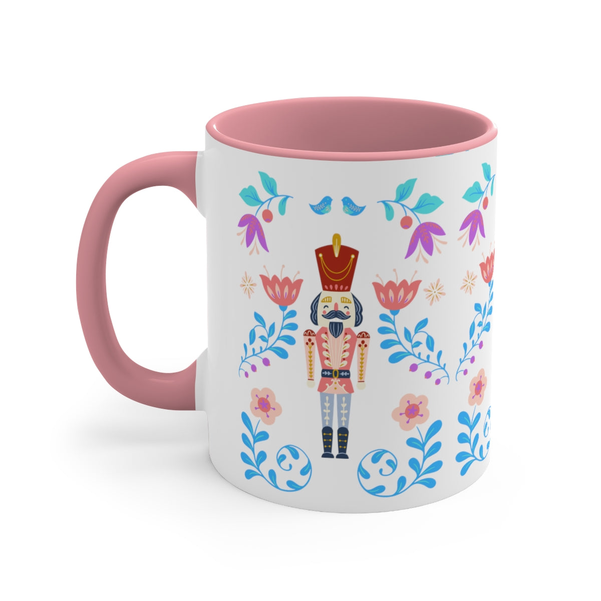 Pink Nutcracker Aesthetic Mug, Pastel Christmas Mug, Trendy Coffee Mug, Tumblr Mug, Aesthetic Holiday Gift, Minimalist Nutcracker Wrap Print