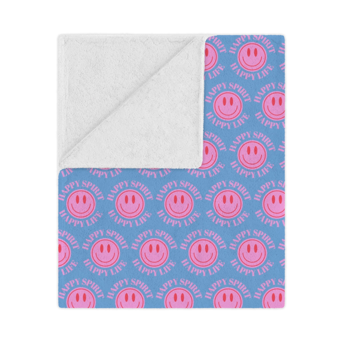 Adult Pink Smile Minky Blanket, Happy Spirit Happy Life Happy Mind Blanket, Aesthetic Blanket, Adult Fleece Smile Pink Y2k Throw