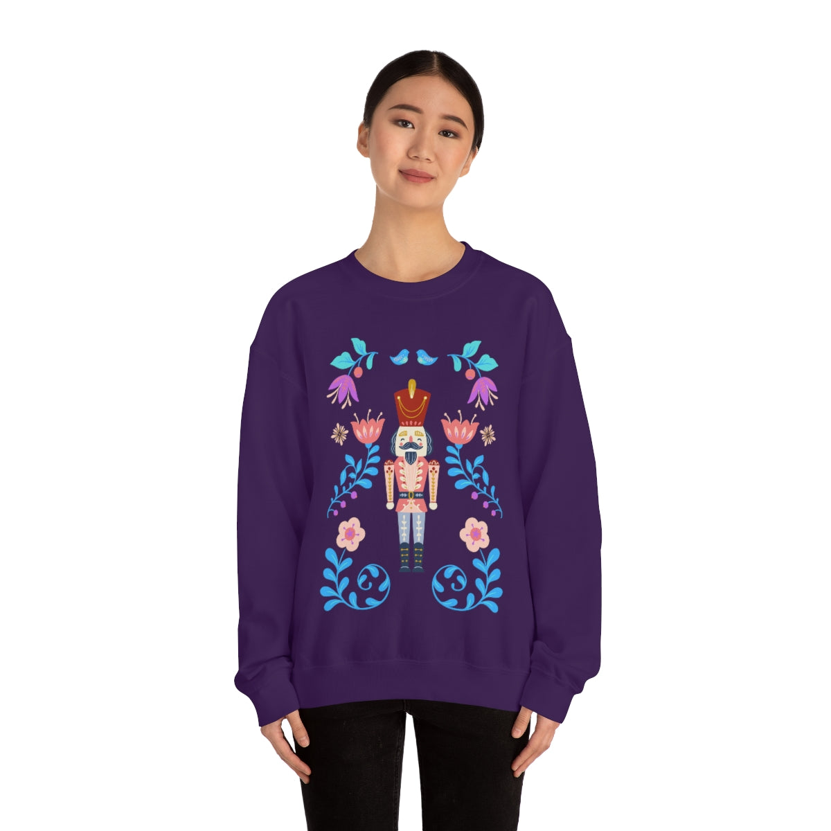 Nutcracker Modern Sweatshirt, Blue Nutcracker Sweatshirt, Trendy Christmas Minimalist  Sweatshirt, Xmas Crewneck Bright Color Crewneck
