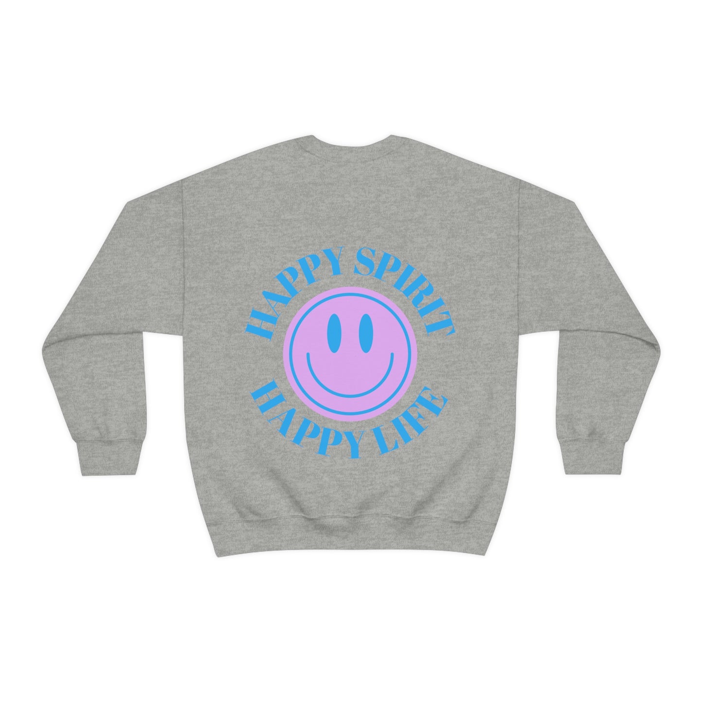 Happy Spirit Happy Life Sweatshirt, Gildan VSCO Girl Crewneck, Oversized Tumblr, Back Print Smile Happy Mind Trendy, Beach Lake Cover Up