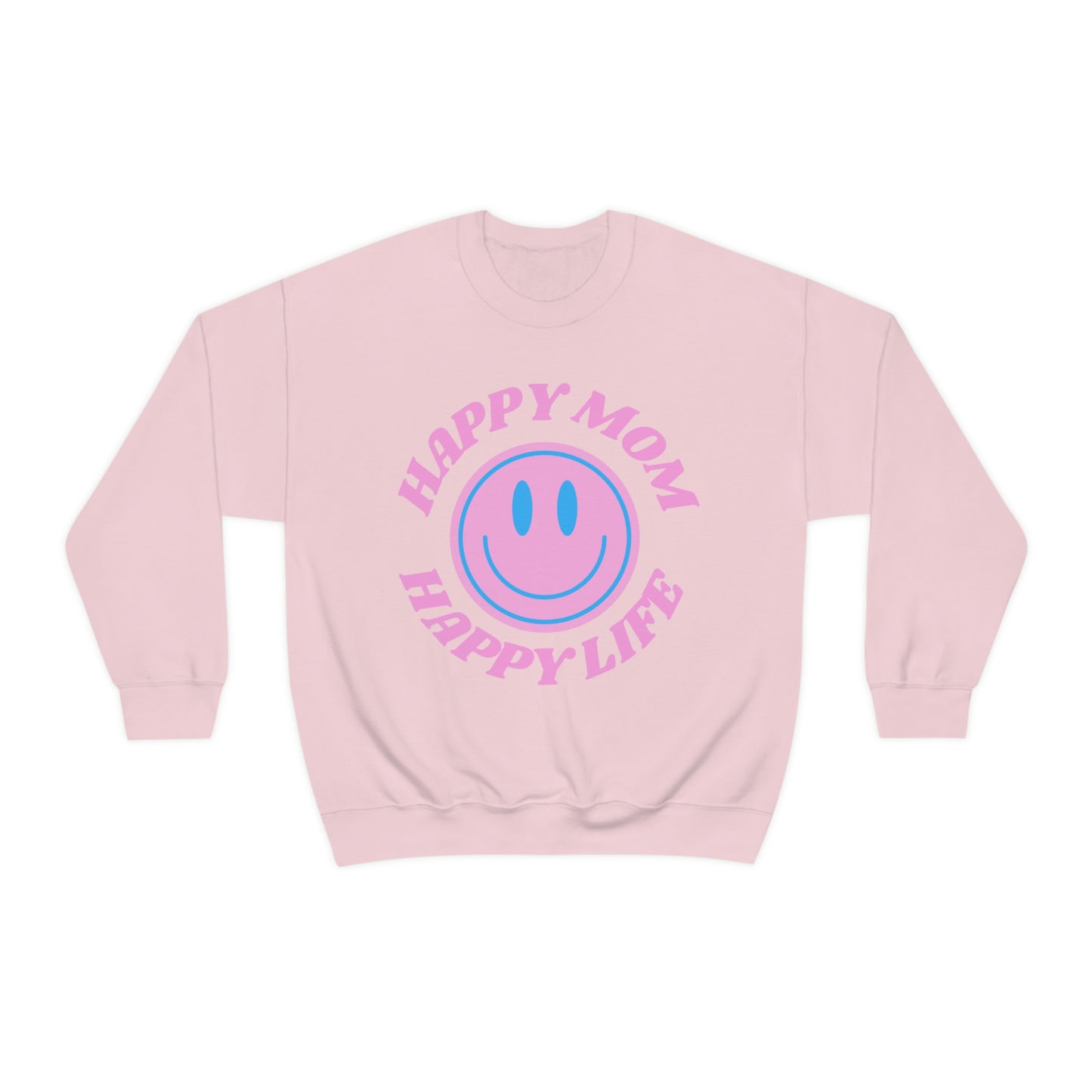 Happy Mom Happy Life Sweatshirt, Mother's Day Gift Sweatshirt, Mom Crewneck, Gift for Mom, Smile Face Trendy Crewneck, Mom's Day Gift