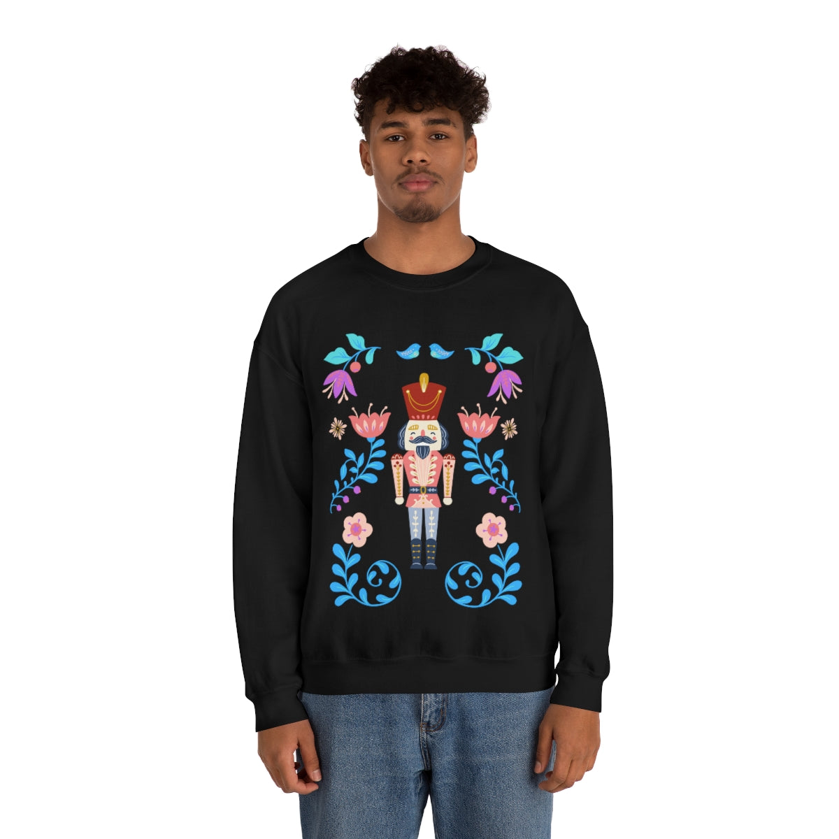 Nutcracker Modern Sweatshirt, Blue Nutcracker Sweatshirt, Trendy Christmas Minimalist  Sweatshirt, Xmas Crewneck Bright Color Crewneck