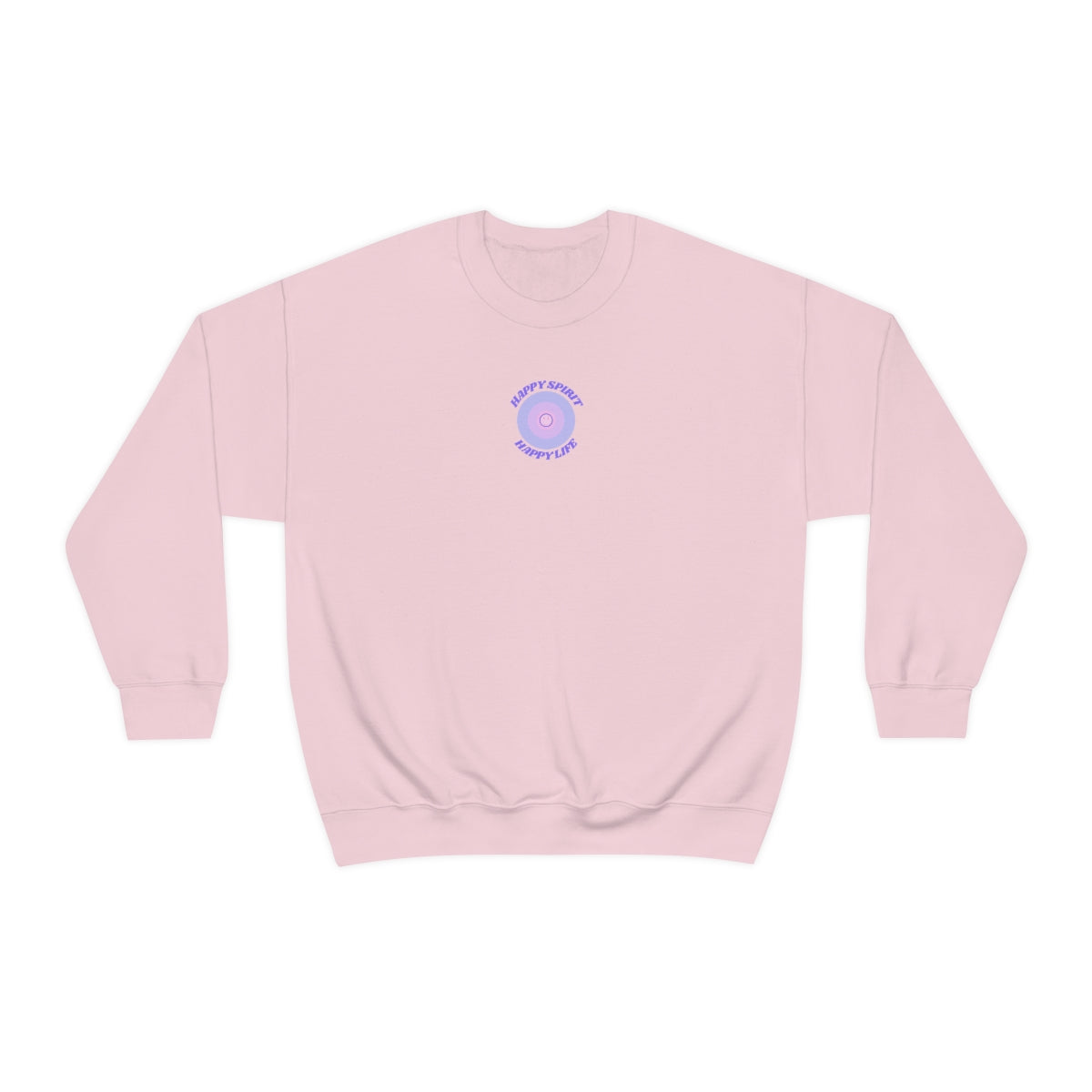 Retro Happy Spirit Happy Life Lavender Lilac Pink Smile Graphic Crewneck, VSCO Girl Sweatshirt, Tumblr Oversized Trendy Back Print Pullover