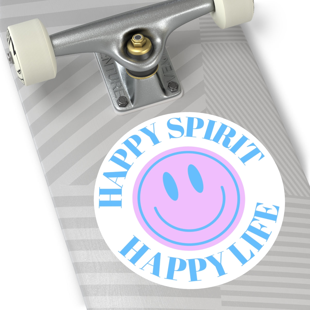 Happy Spirit Happy Life Round Vinyl Stickers, UV Smiley Stickers, Smile Sticker, Tumblr Retro Smile, VSCO Girl, Computer, Skateboard, Bumper