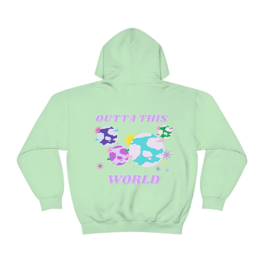 Retro Outta This World Mint Green Pistachio Graphic Hoodie, VSCO Girl Sweatshirt, Tumblr Hoodie, Oversized Trendy Back Print Rare Mint Color