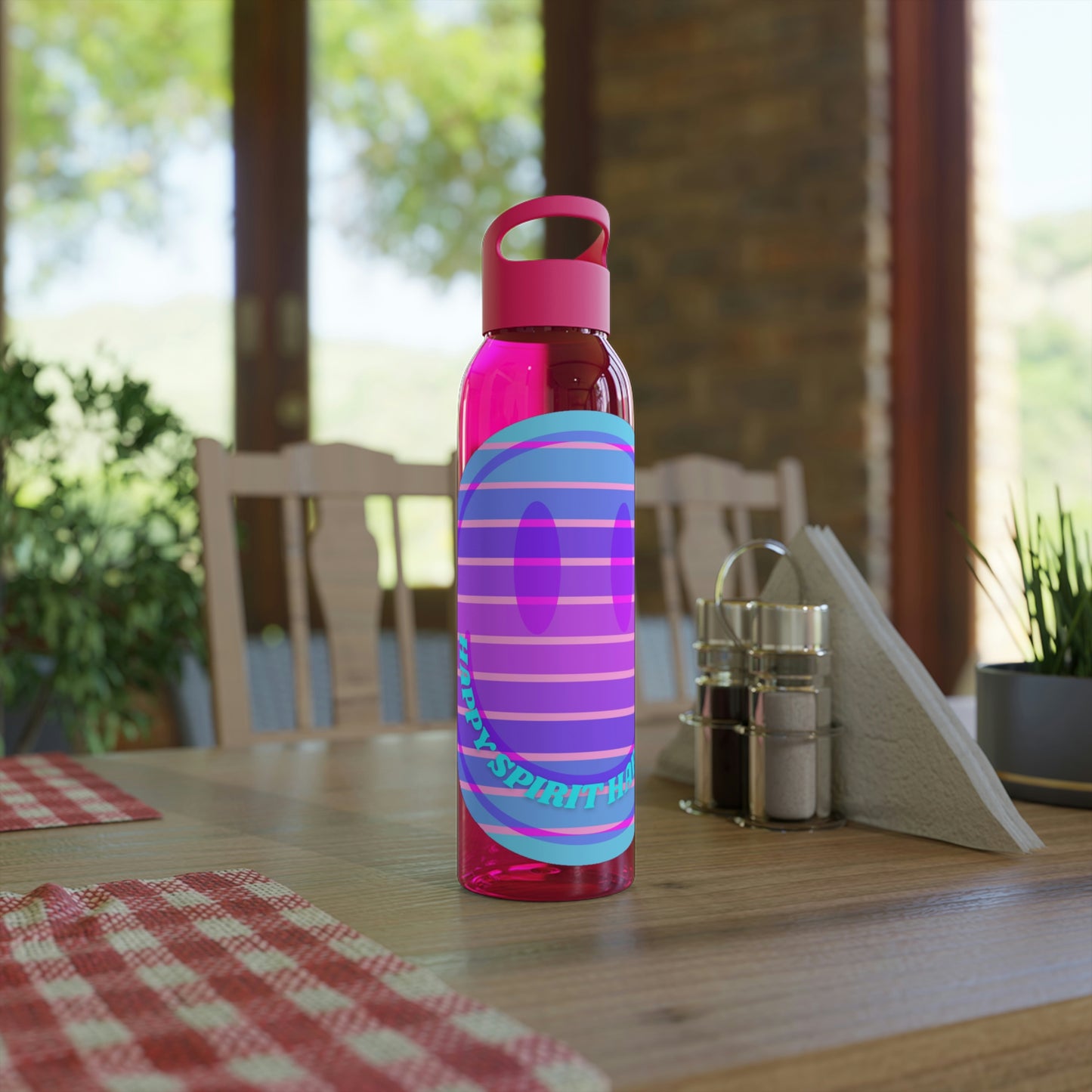 Aesthetic Happy Spirit Happy Life Water Bottle,  Aesthetic Pink, Smile Face, Trendy Tumblr Bottle, Happy Mind Tumbler, BPA Free Smil