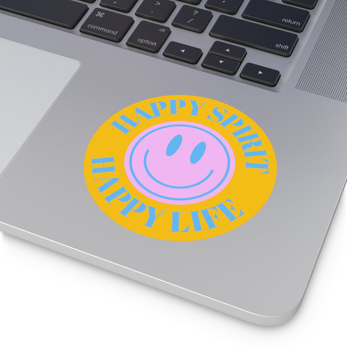 Happy Spirit Happy Life Round Vinyl Stickers, UV Smiley Stickers, Smile Sticker, Tumblr Retro Smile, VSCO Girl, Computer, Skateboard