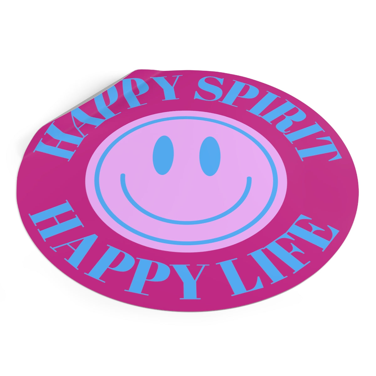 Happy Spirit Happy Life Round Vinyl Stickers, UV Smiley Stickers, Smile Sticker, Tumblr Retro Smile, VSCO Girl, Computer, Skateboard