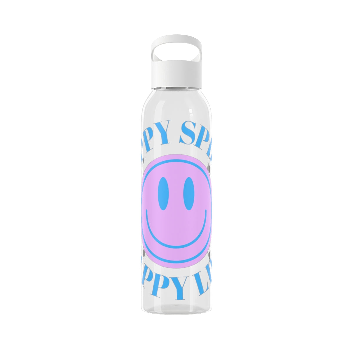 Water Bottle Happy Spirit Happy Life, Aesthetic Pink, Smile Face, Trendy Tumblr Bottle, Tritan Purple Happy Mind Tumbler, BPA Free H2O Vsco