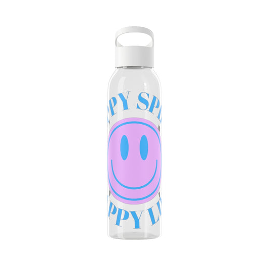 Water Bottle Happy Spirit Happy Life, Aesthetic Pink, Smile Face, Trendy Tumblr Bottle, Tritan Purple Happy Mind Tumbler, BPA Free H2O Vsco