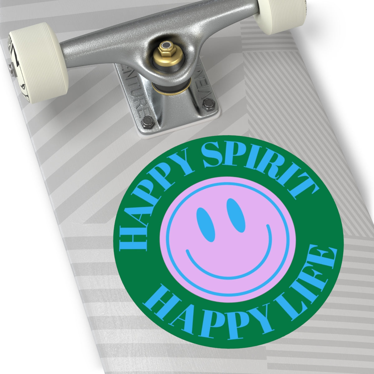 Happy Spirit Happy Life Round Vinyl Stickers, UV Smiley Stickers, Smile Sticker, Tumblr Retro Smile, VSCO Girl, Computer, Skateboard