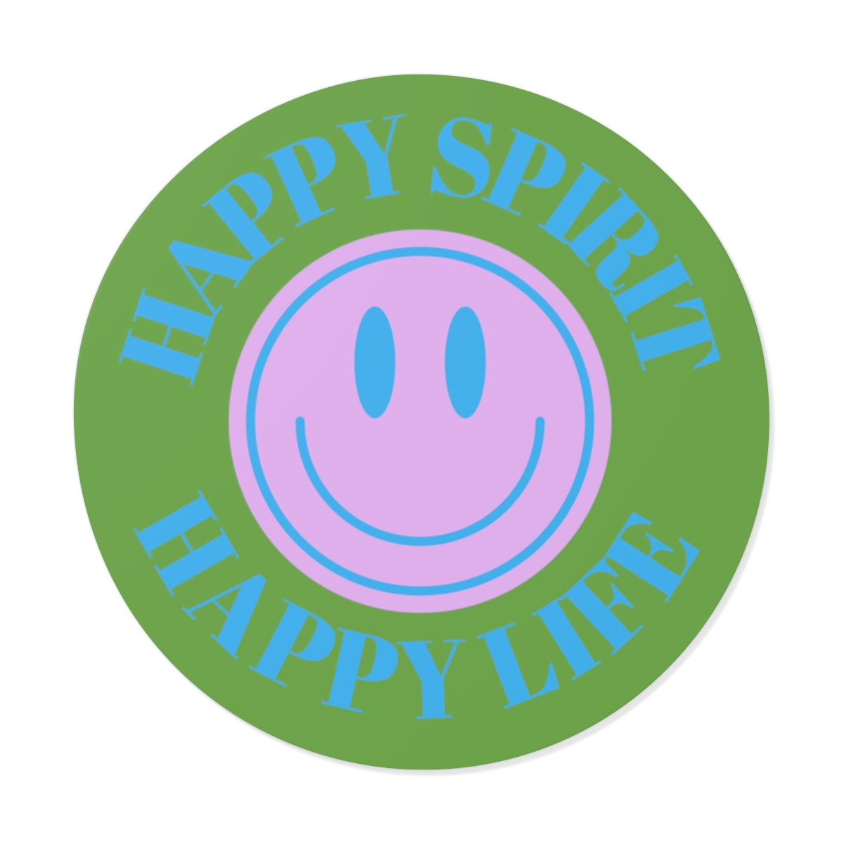 Happy Spirit Happy Life Round Vinyl Stickers, UV Smiley Stickers, Smile Sticker, Tumblr Retro Smile, VSCO Girl, Computer, Skateboard