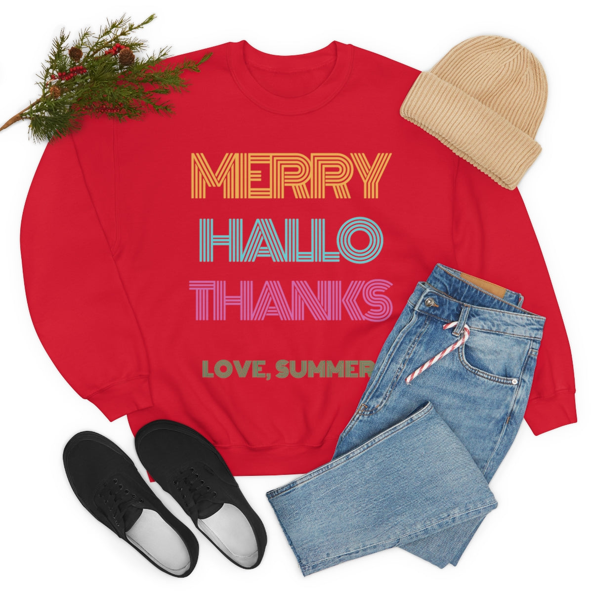 Funny Holiday Sweatshirt, Merry Christmas Halloween, Thanksgiving, Love Summer, Retro Neon Font, Trendy, Vsco Girl, Tumblr Oversized 3 in 1