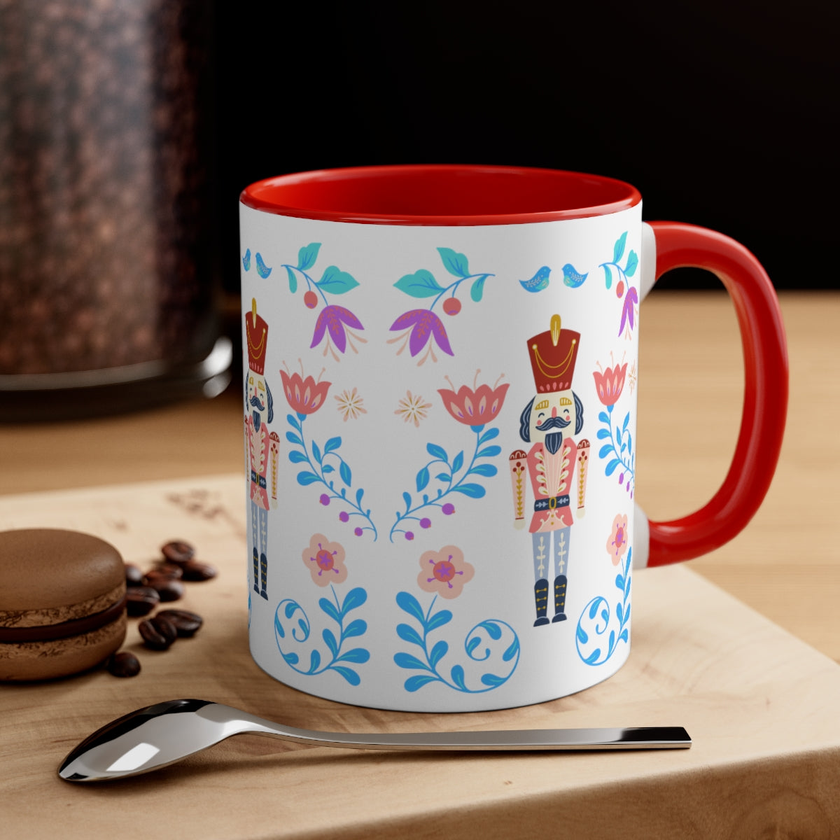 Pink Nutcracker Aesthetic Mug, Pastel Christmas Mug, Trendy Coffee