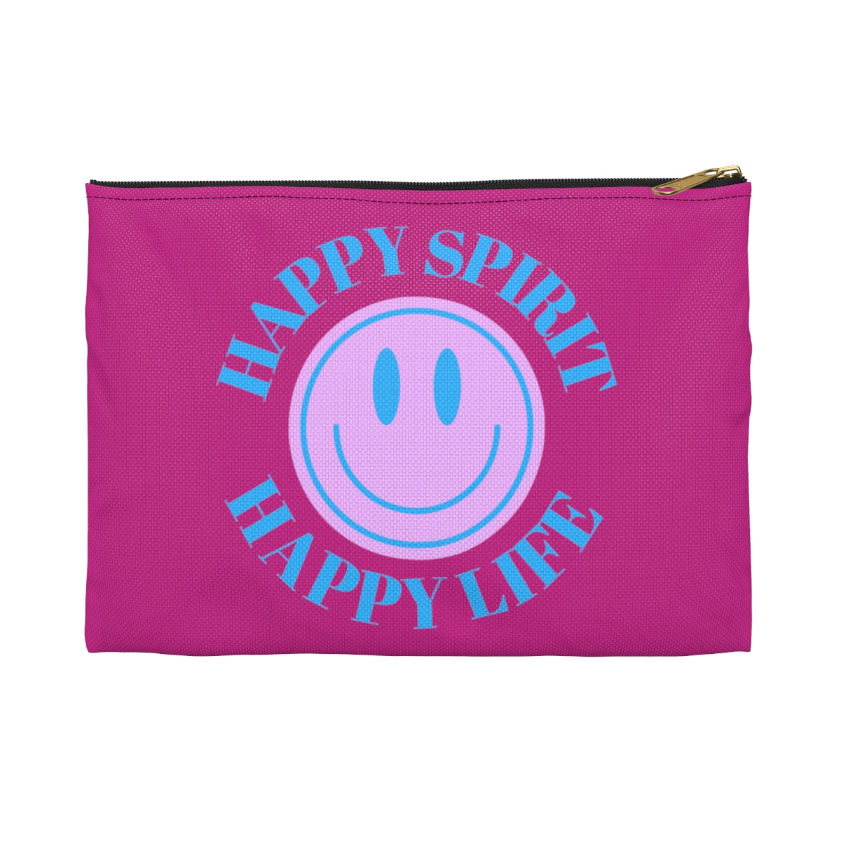 Happy Spirit Happy Life Accessory Pouch, Y2K Pouch, Vsco Girl Make Up Bag, Tumblr Smile Bag, Purple Case, Pencil Case, Travel Case,