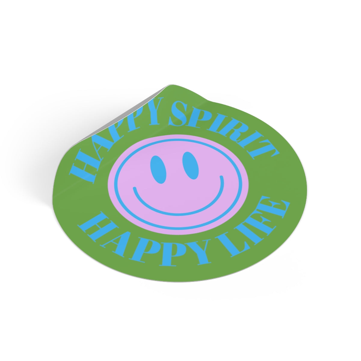 Happy Spirit Happy Life Round Vinyl Stickers, UV Smiley Stickers, Smile Sticker, Tumblr Retro Smile, VSCO Girl, Computer, Skateboard