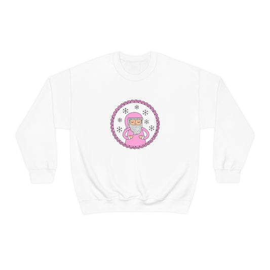 Pink Santa Claus Sweatshirt, Pink Santa Sweatshirt, Trendy Noel Minimalist Christmas Sweatshirt, Xmas Santa Crewneck Top, Pastel Holiday