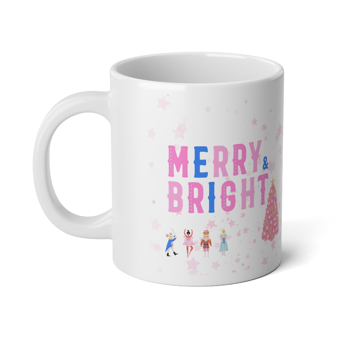 Pink Blue Nutcracker Star Jumbo Mug, Aesthetic Large Mug, Pink Christmas Mug, Trendy Coffee Huge Mug, Pink Holiday Tumblr Mug