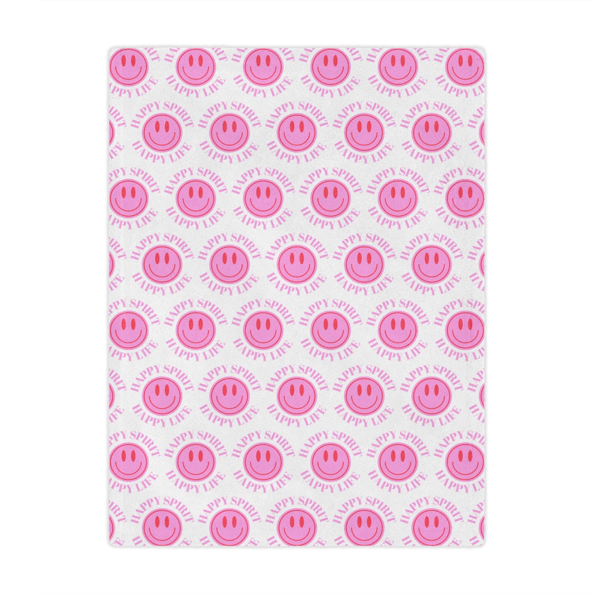 Adult Pink Smile Minky Blanket, Happy Spirit Happy Life Happy Mind Blanket, Aesthetic Blanket, Adult Fleece Smile Pink Y2k Throw