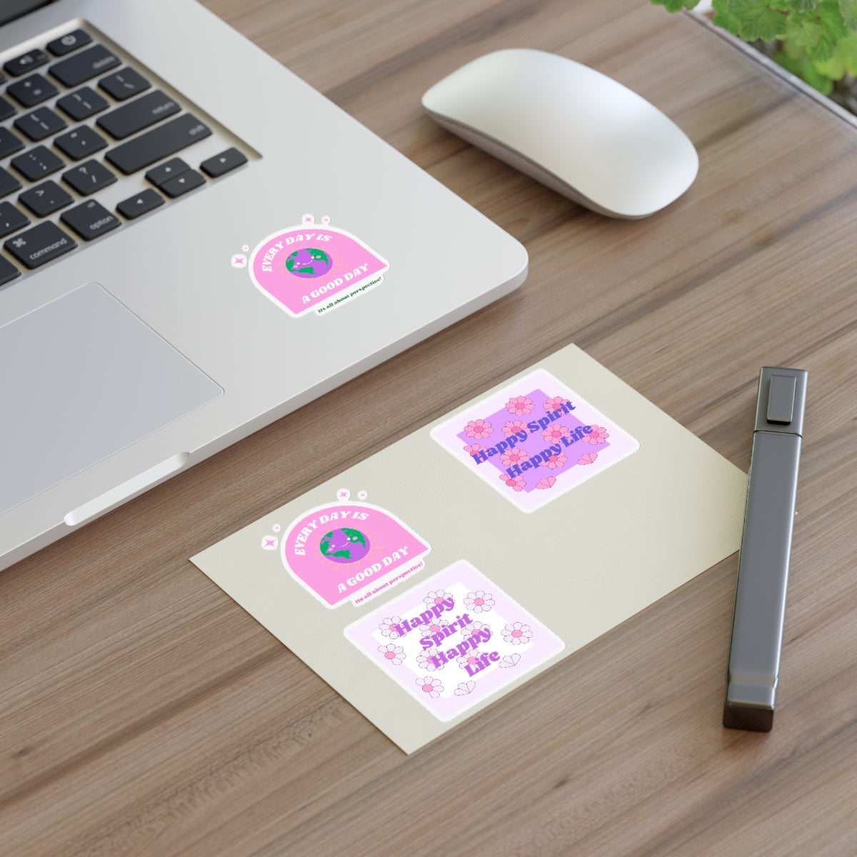 Retro Happy Spirit Happy Life Sticker Sheets, Every Day is a Good Day Stickers Positivity Happy Mind, Tumblr Vinyl Pink Purple Aesthetic