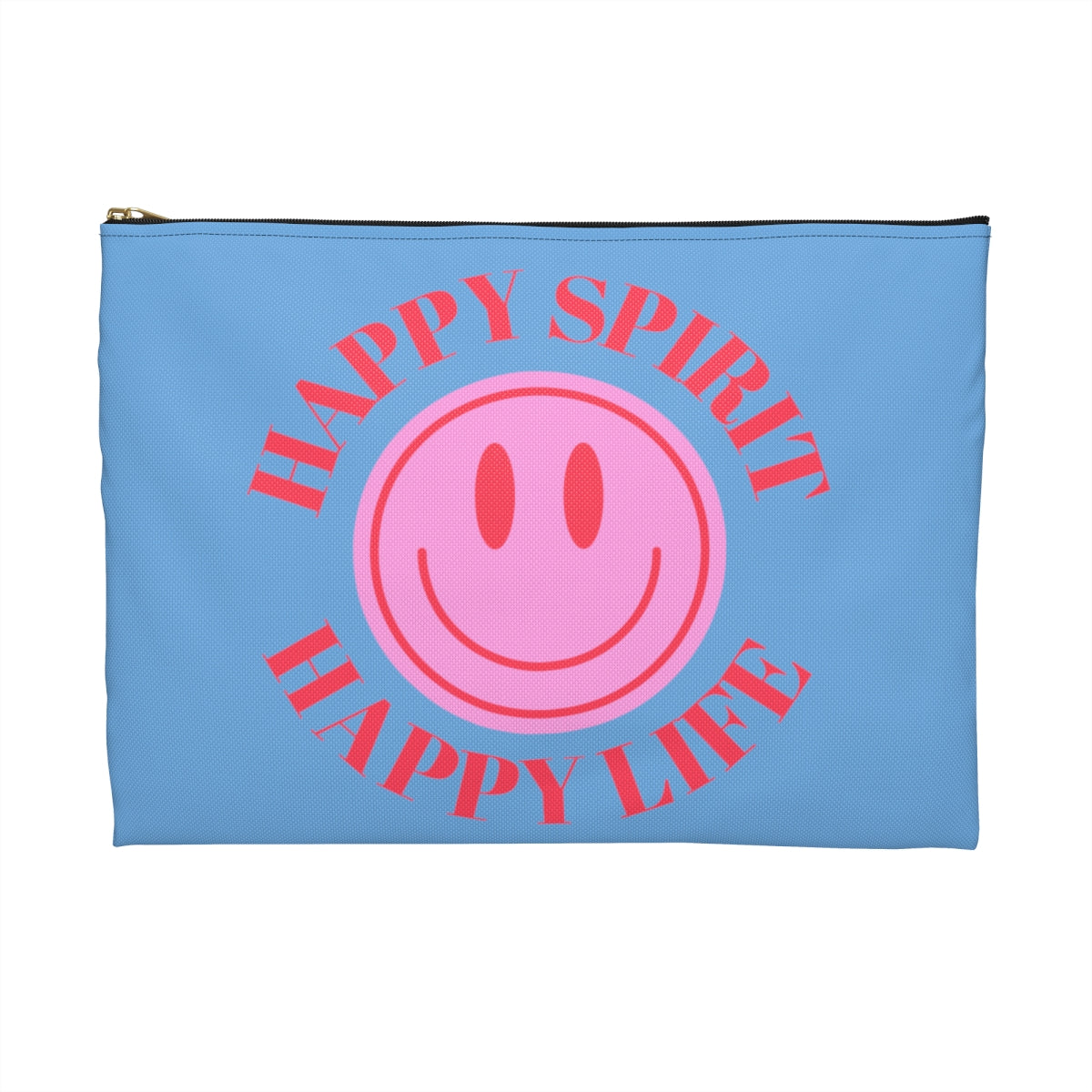 Happy Spirit Happy Life Accessory Pouch, Y2K Pouch, Vsco Girl Make Up Bag, Tumblr Smile Bag, Purple Case, Pencil Case, Travel Case,