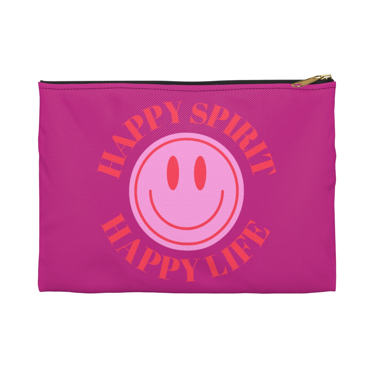 Happy Spirit Happy Life Accessory Pouch, Y2K Pouch, Vsco Girl Make Up Bag, Tumblr Smile Bag, Purple Case, Pencil Case, Travel Case,