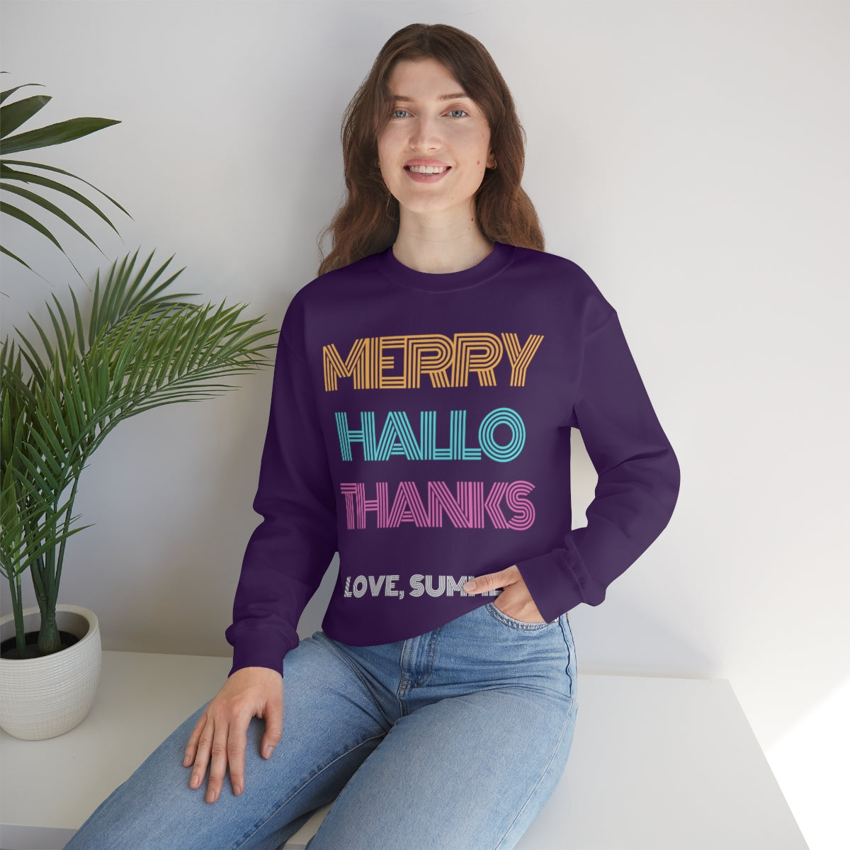 Funny Holiday Sweatshirt, Merry Christmas Halloween, Thanksgiving, Love Summer, Retro Neon Font, Trendy, Vsco Girl, Tumblr Oversized 3 in 1