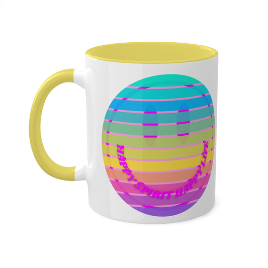 Retro Happy Spirit Happy Life Aesthetic Mug, Smile Face Mug, Trendy Coffee Mug, Tumblr Mug, Aesthetic Happy Life Gift, Aesthetic Mug