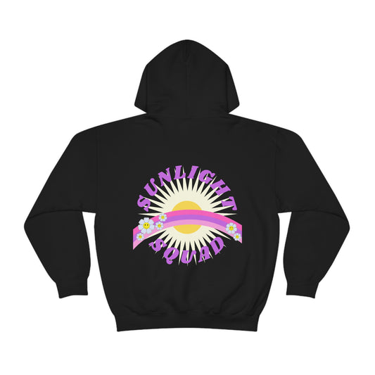 Retro Smile Flower Pink Purple Lavender Lilac Hoodie, Sunlight Squad Sweatshirt, Back Graphic Hoodie, VSCO Girl Oversized Trendy Tumblr Top