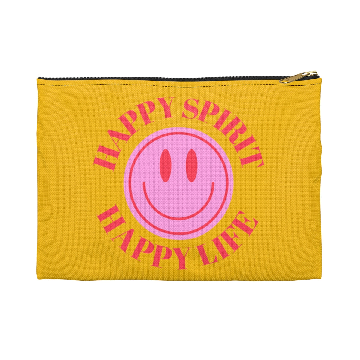 Happy Spirit Happy Life Accessory Pouch, Y2K Pouch, Vsco Girl Make Up Bag, Tumblr Smile Bag, Purple Case, Pencil Case, Travel Case,