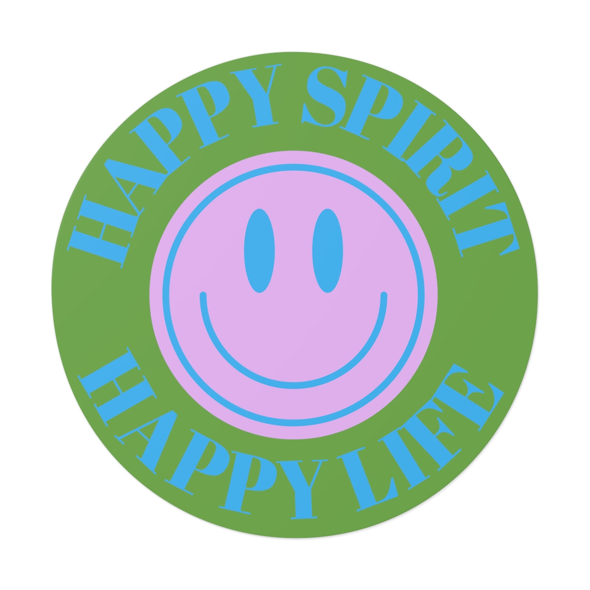 Happy Spirit Happy Life Round Vinyl Stickers, UV Smiley Stickers, Smile Sticker, Tumblr Retro Smile, VSCO Girl, Computer, Skateboard