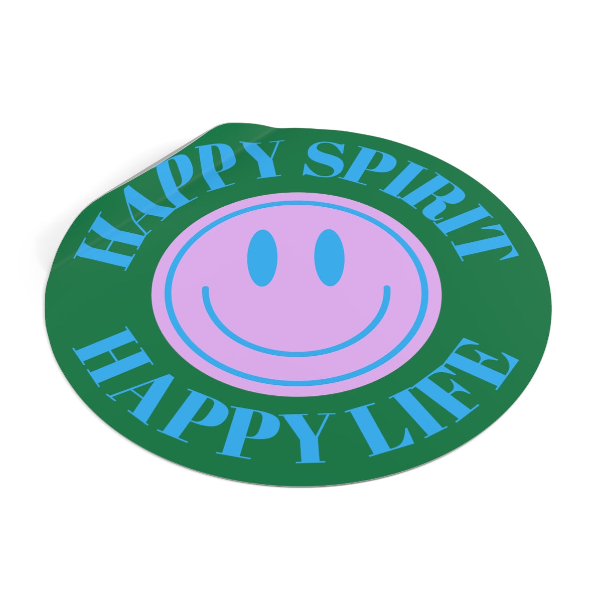 Happy Spirit Happy Life Round Vinyl Stickers, UV Smiley Stickers, Smile Sticker, Tumblr Retro Smile, VSCO Girl, Computer, Skateboard