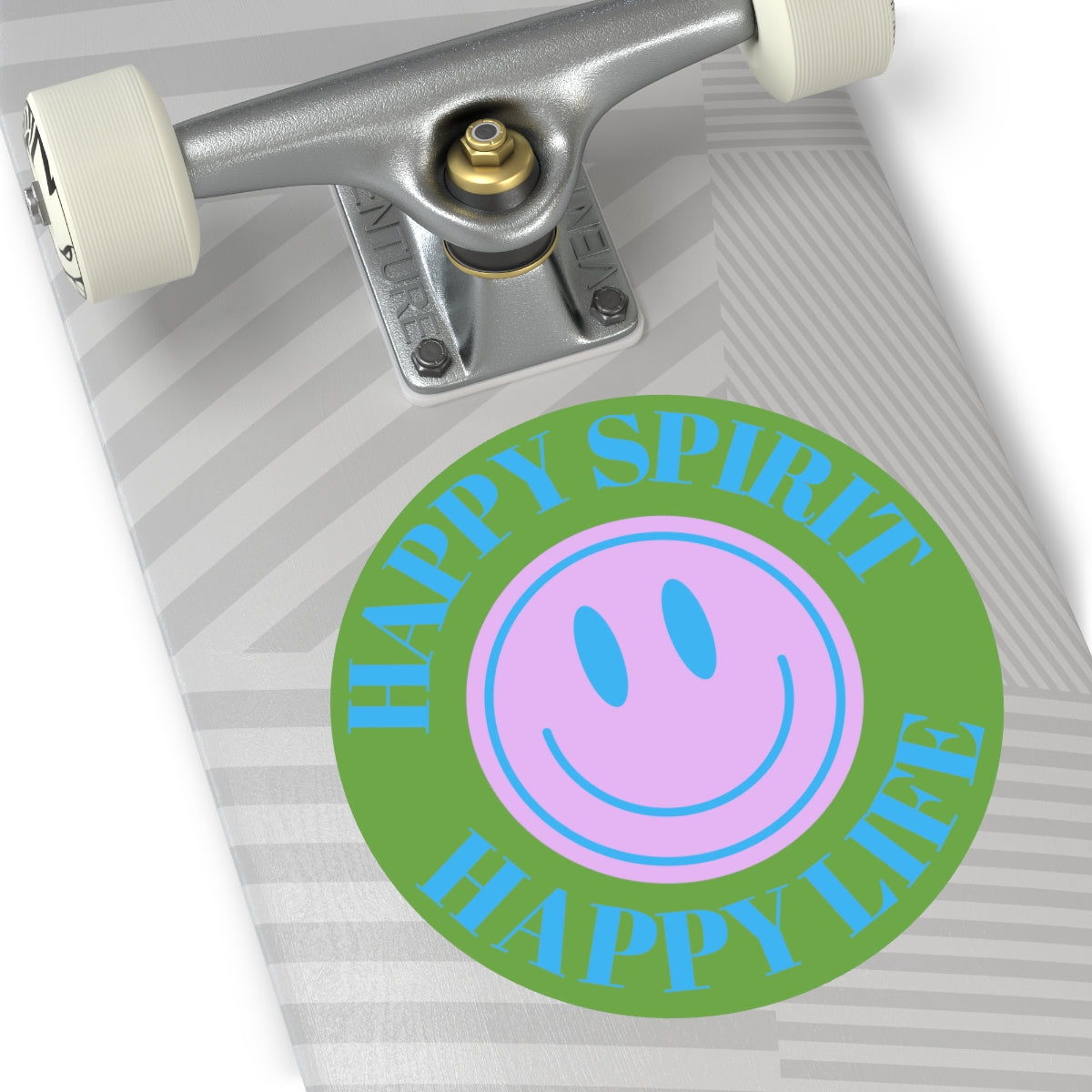 Happy Spirit Happy Life Round Vinyl Stickers, UV Smiley Stickers, Smile Sticker, Tumblr Retro Smile, VSCO Girl, Computer, Skateboard