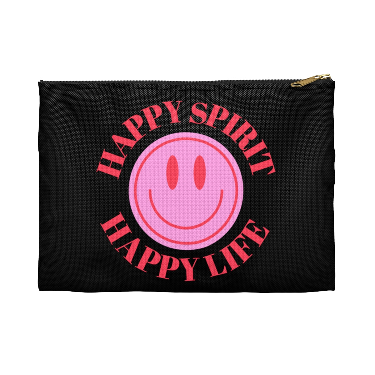 Happy Spirit Happy Life Accessory Pouch, Y2K Pouch, Vsco Girl Make Up Bag, Tumblr Smile Bag, Purple Case, Pencil Case, Travel Case,