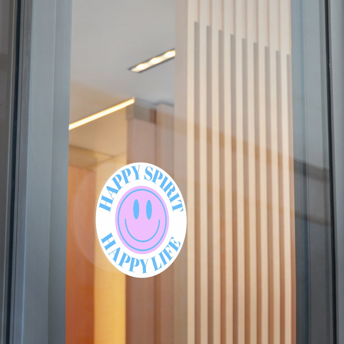 Happy Spirit Happy Life Round Vinyl Stickers, UV Smiley Stickers, Smile Sticker, Tumblr Retro Smile, VSCO Girl, Computer, Skateboard, Bumper